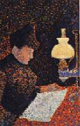 Paul Signac Woman by Lamplight painting